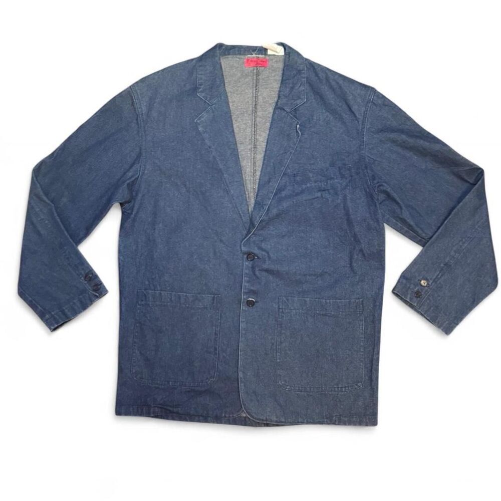 Carol’s Denim 3XL Denim Blazer Jacket Blue Cotton Button Front Plus Size